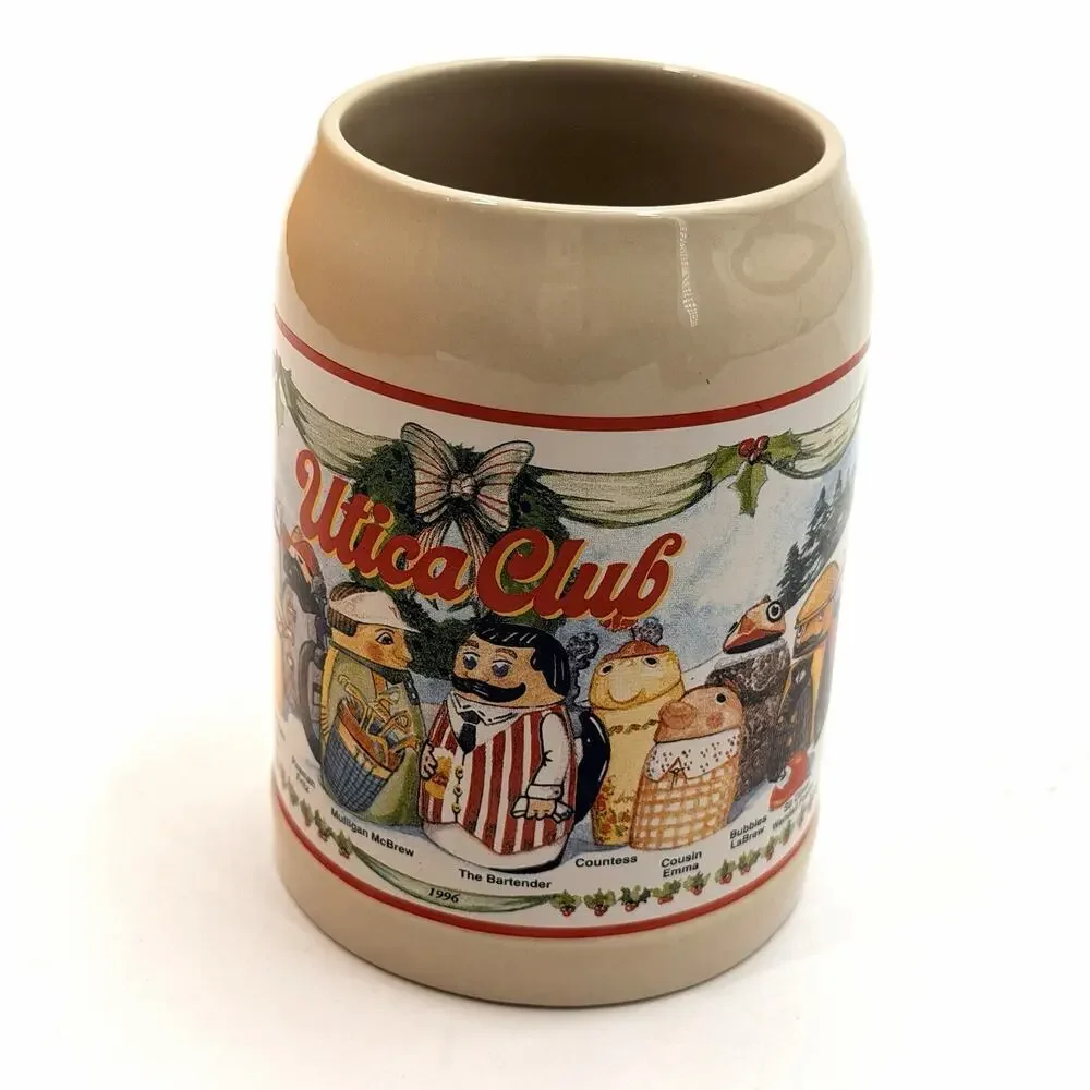 Vintage 90s Webco Utica Club Characters Beer Stein Mug FX Matt Brewing Company